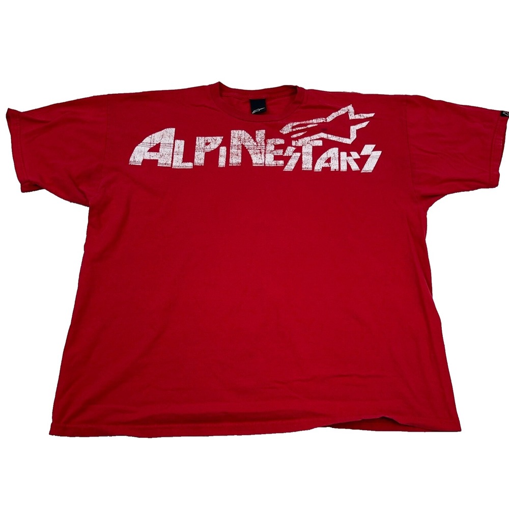 Vintage Y2K Alpinestars Shirt Men XXL 2XL Red White Tee Mall Punk Skate Cyber